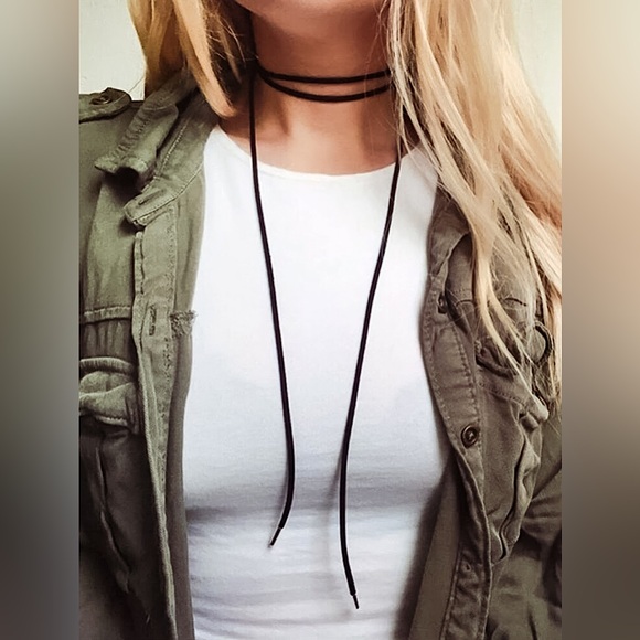 ⚜️[𝟯/$𝟭𝟴]⚜️NEW Black Long Suede Lariat Necklace - Picture 3 of 14